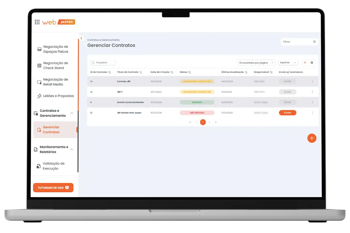 Contratos e JBP digitais com fornecedores